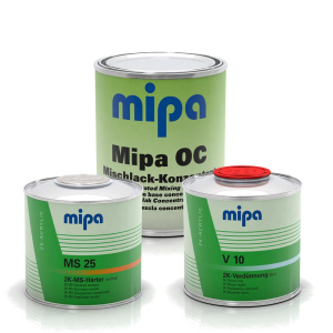 MIPA 2K OC HS AUTOLACK-Set in 1Ltr Wunschfarbe VOC + 500ml Härter MS25 normal + 500ml Verdünnung kurz