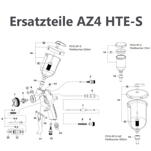 Rutenspritzeset (Pos.D) für IWATA AZ3 HTE-S, AZ4 Lackierpistolen, 5er Pck.
