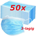 50x Hygienemasken Einweg-Mund-Nasenmasken 175 x 95mm 3-lag. GB/T32610-2016