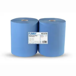 2 Putztuchrollen Industrie 2-lagig 1000 Abrisse 22 x 36cm, blau