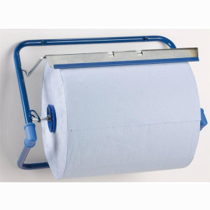 Wandhalter Abroller BLAU & 1 Rolle Putzpapier 22x38cm Papier Flüssigkeiten 