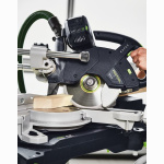 FESTOOL Kapp-Zugsäge KAPEX KS 60 E-Set mit Kreissägeblatt WOOD UNIVERSAL, Schraubzwinge, LED-Schlaglicht, Winkelschmiege, Erhöhung