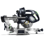 FESTOOL Kapp-Zugsäge KAPEX KS 60 E-Set mit Kreissägeblatt WOOD UNIVERSAL, Schraubzwinge, LED-Schlaglicht, Winkelschmiege, Erhöhung