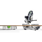 FESTOOL Kapp-Zugsäge KAPEX KS 60 E-Set mit Kreissägeblatt WOOD UNIVERSAL, Schraubzwinge, LED-Schlaglicht, Winkelschmiege, Erhöhung