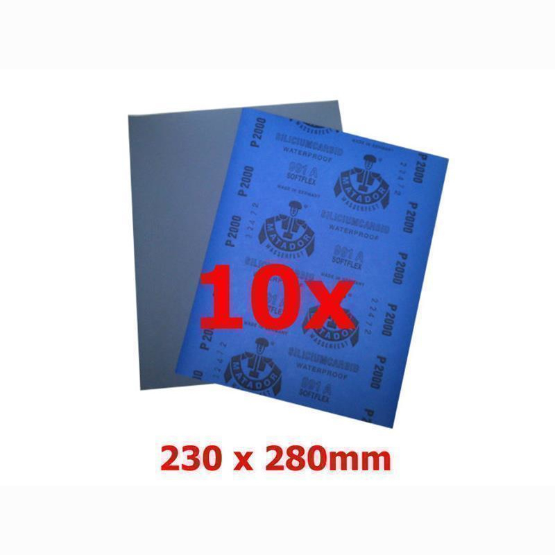 5 Blatt von  P 1200 Matador Wasserschleifpapier für Autolack 230x280mm 