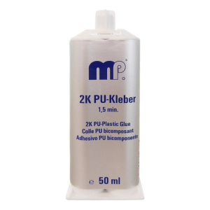 MP 2K PU-Kleber + 2 Mischdüsen Allzweckkleber 50ml f. Holz, Glas, Metall, PVC, TZ=1,5min.